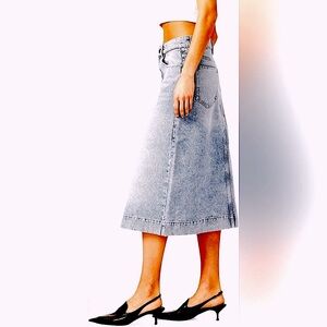 DL 1961 Alma Denim Midi Skirt with Front Slit s 29 NWOT